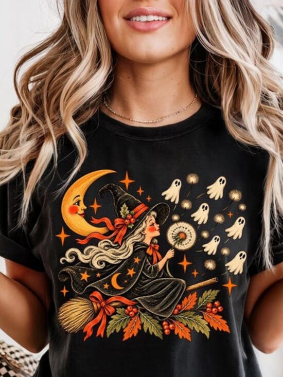 Other - Halloween Shirt, Witch Ghost Dandelion T Shirt
